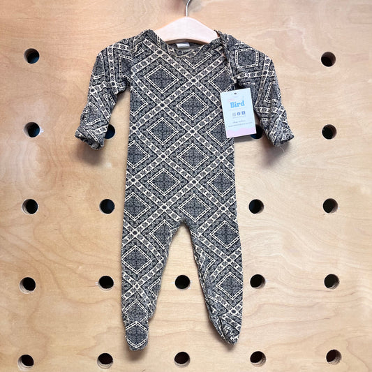 Black & Cream Floral Bamboo Footies