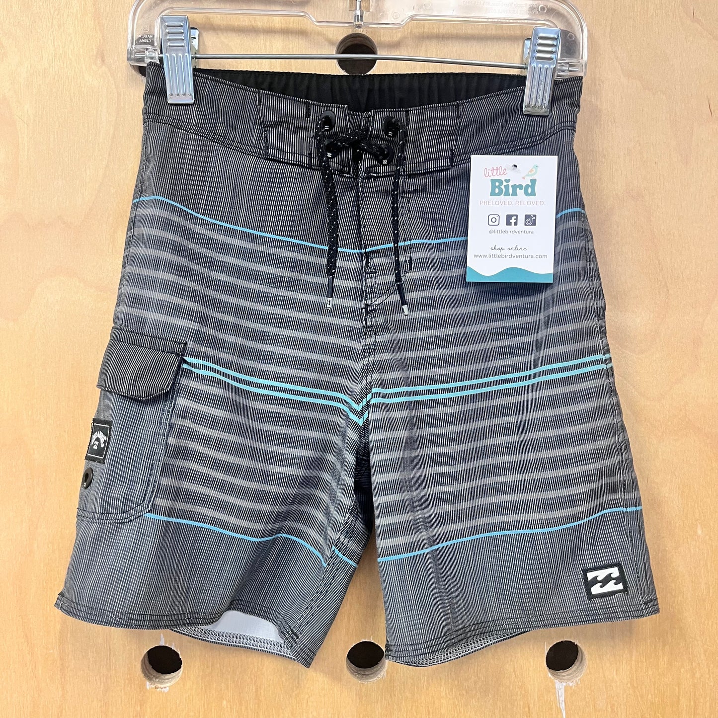 Grey Striped Swim Shorts