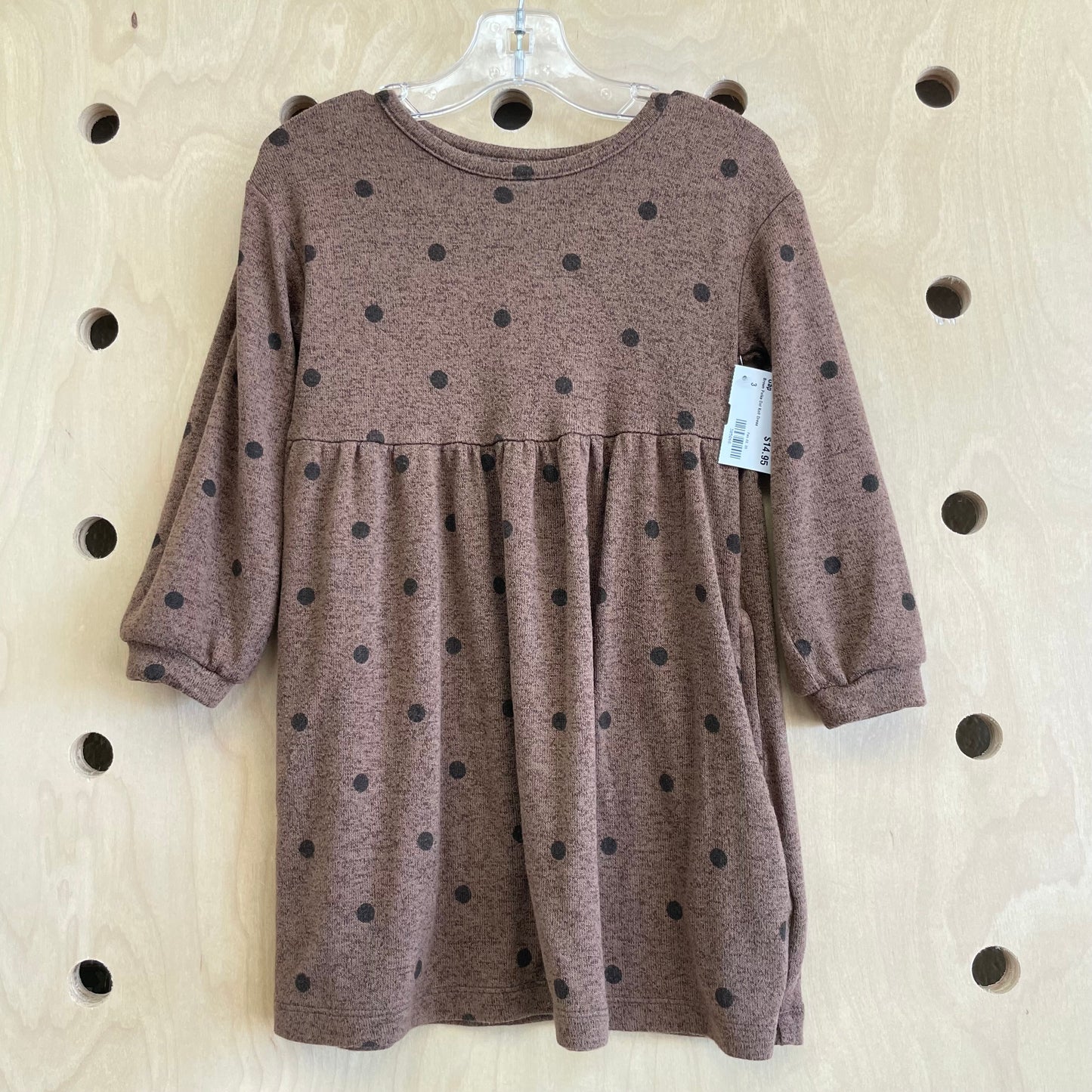 Brown Polka Dot Knit Dress