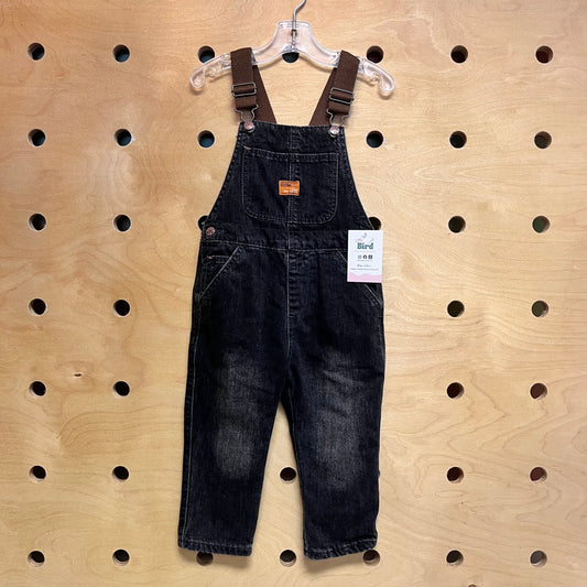 Black Lined Denim Overalls