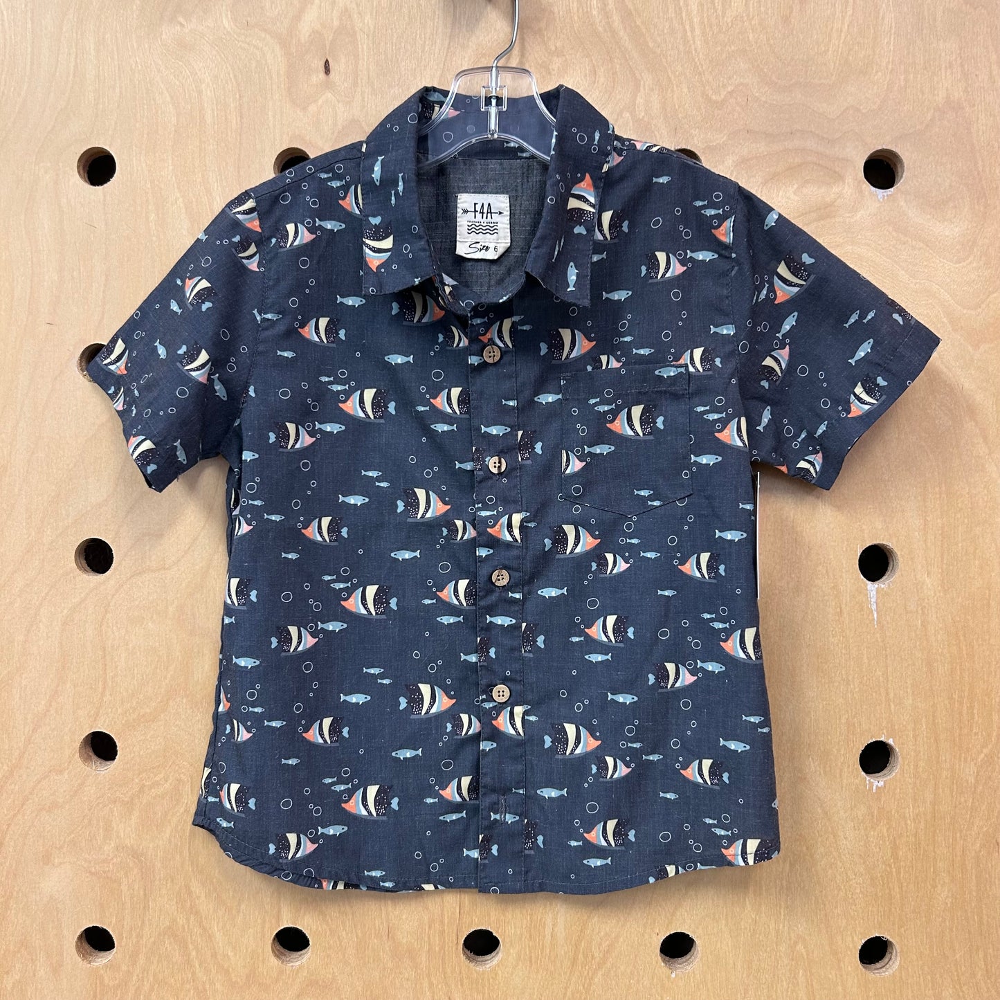 Grey Fish Button Up Shirt