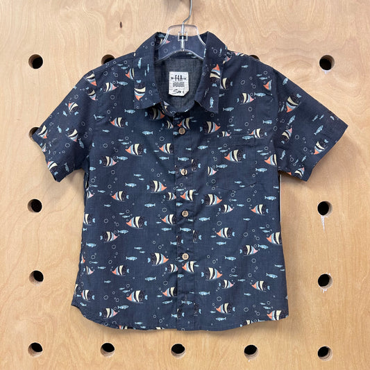 Grey Fish Button Up Shirt