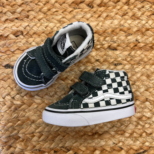 Teal Checkered Old Skool V High Tops