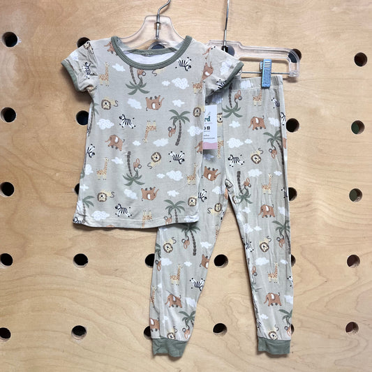 Cream Jungle Animals Bamboo PJ's