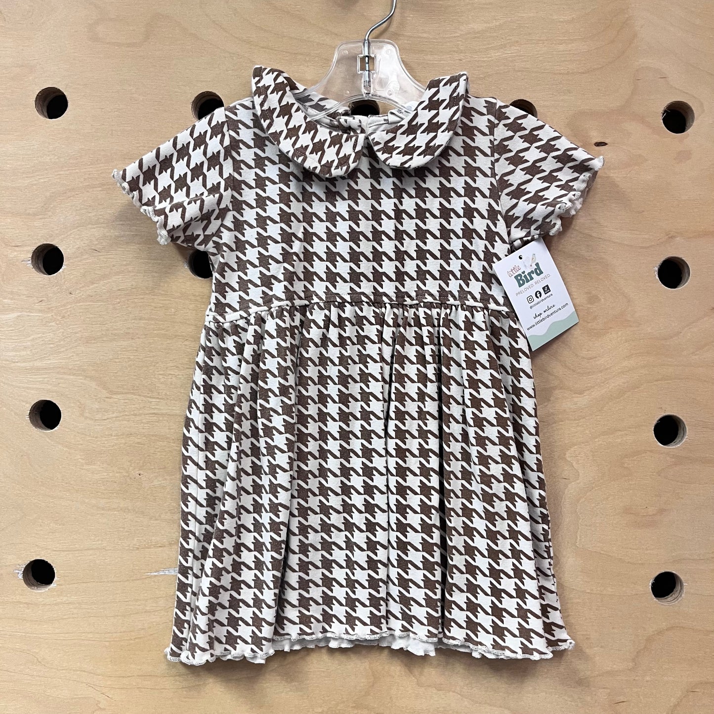 Organic Tan Houndstooth Dress