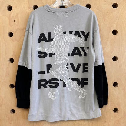 Grey + Black Always Play LS Tee