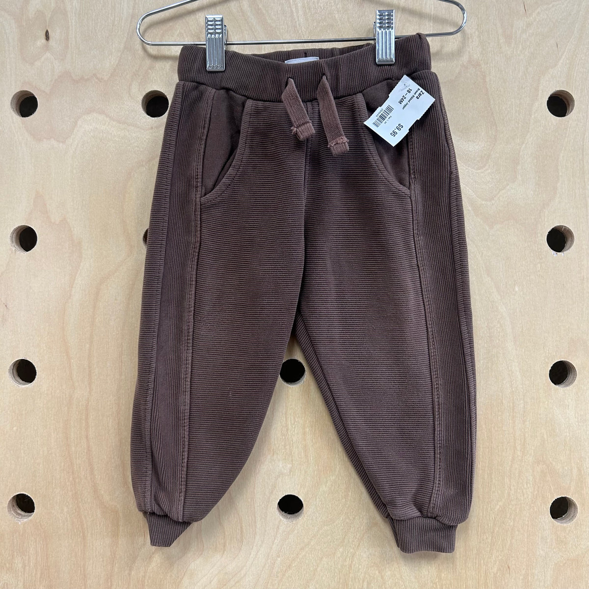 Brown Ribbed Jogger