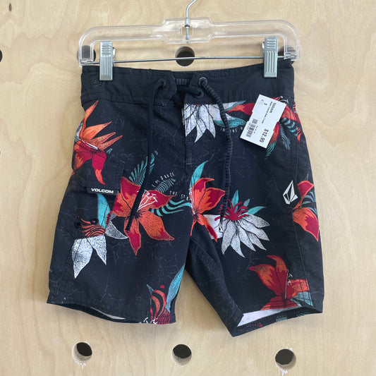 Black Tropical Swim Trunks
