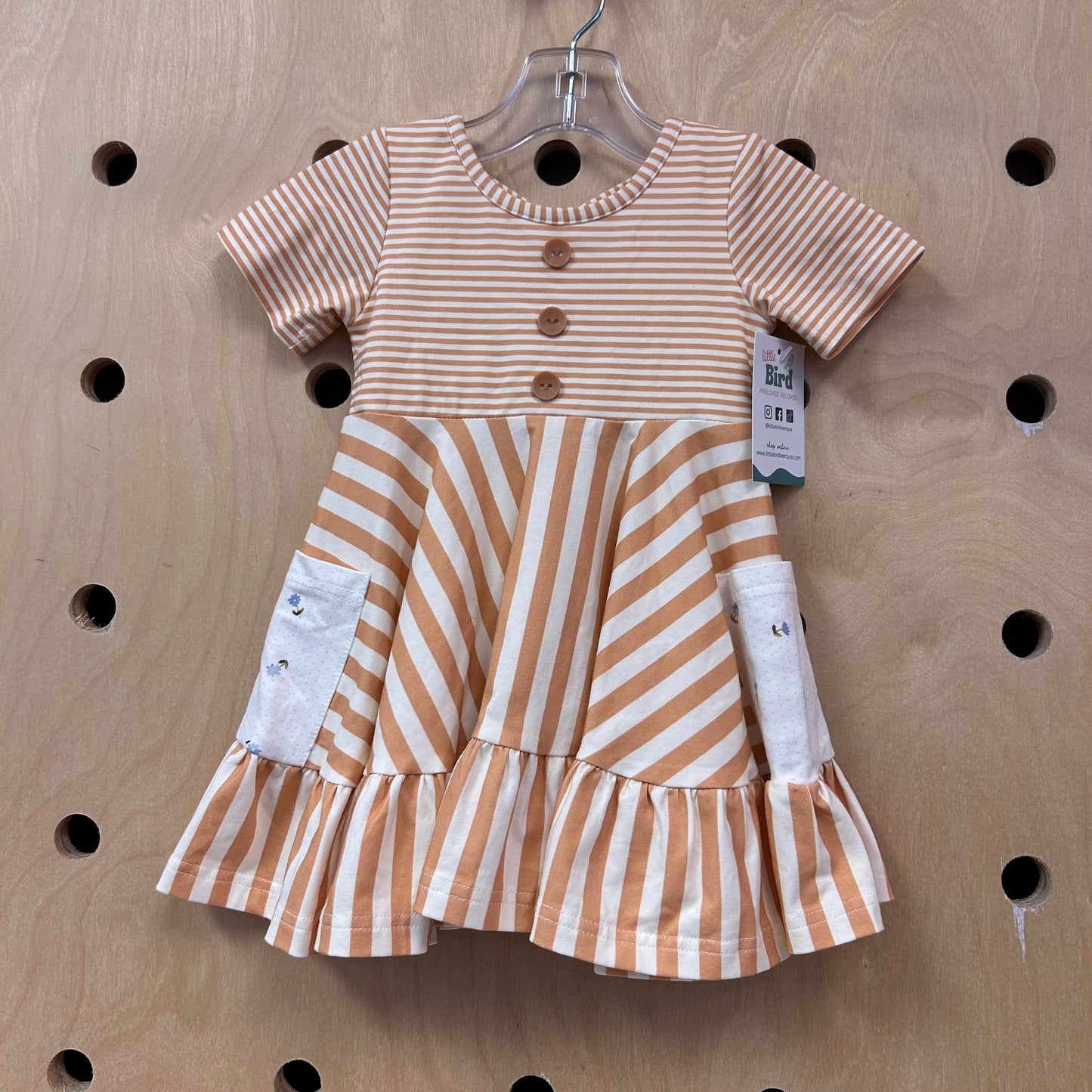 Yellow Striped Floral Pocket Dress