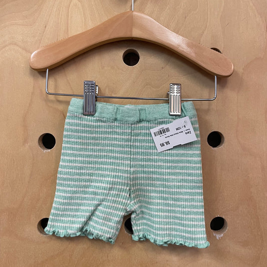 Green + White Ribbed Bike Shorts