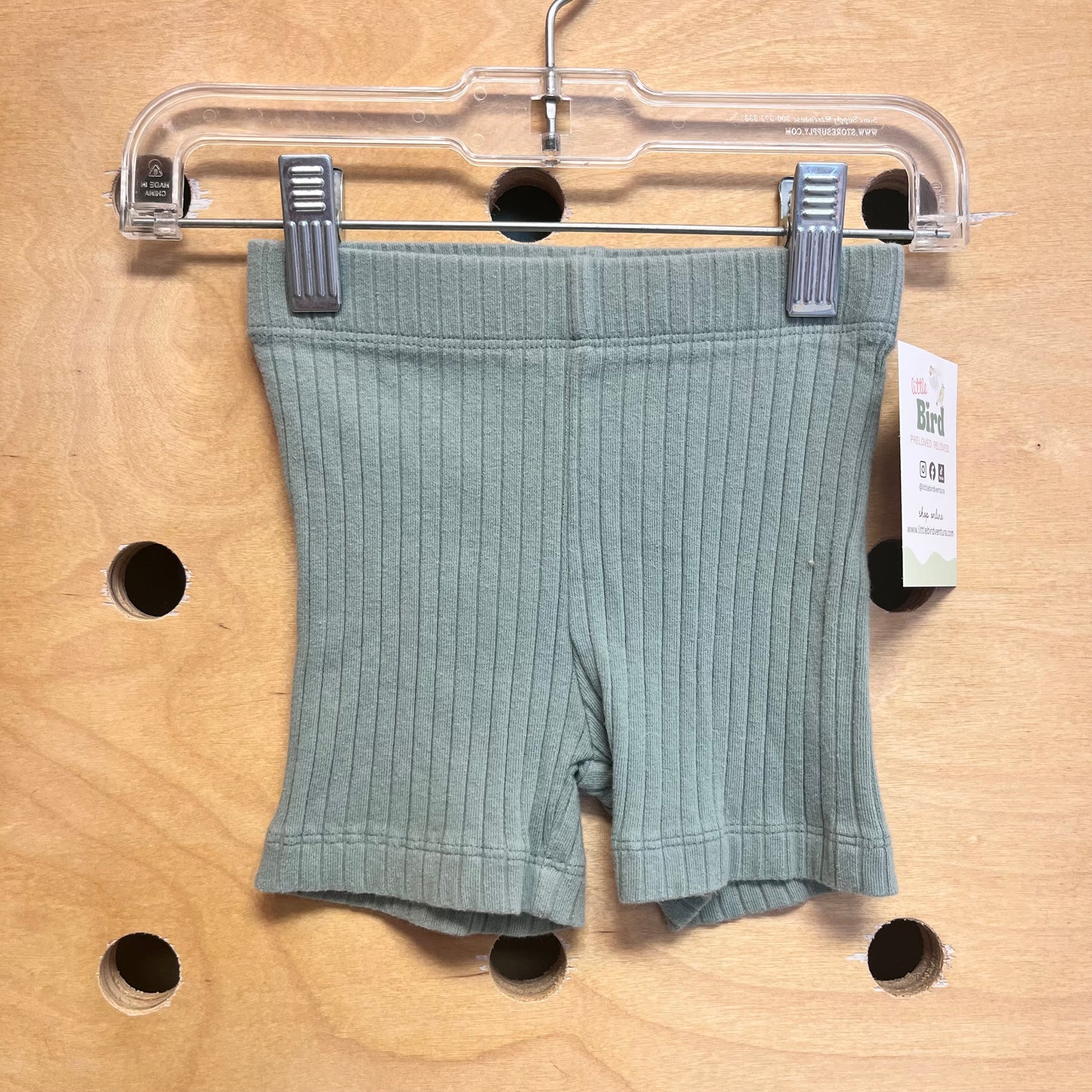 Green Ribbed Organic Shorts