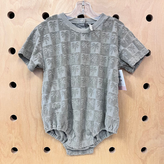 Green Palm Tree Terry Romper