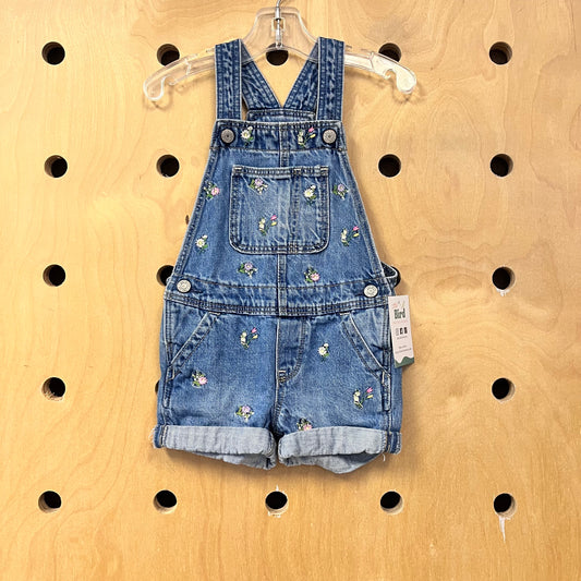 Denim Floral Shortalls