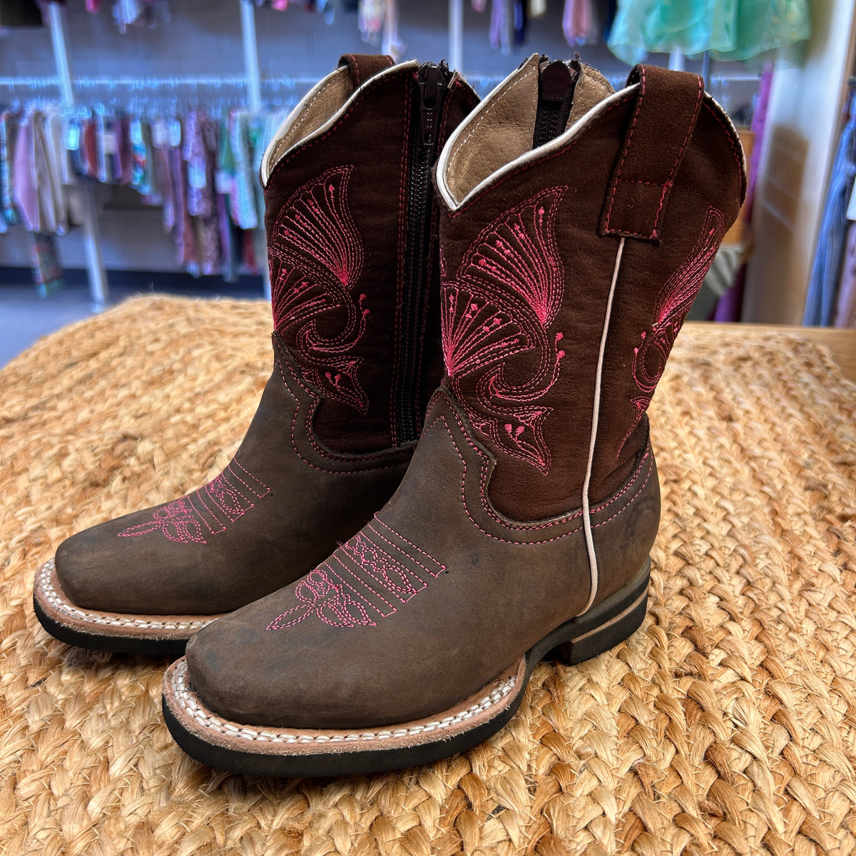 Pink Embroided Western Boots