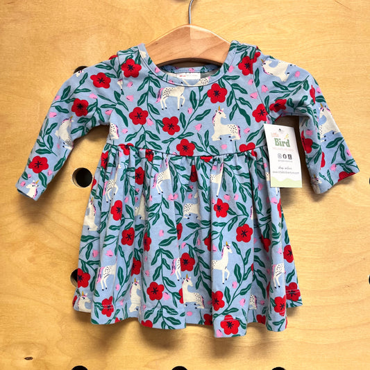 Blue/Red Floral Unicorns Dress