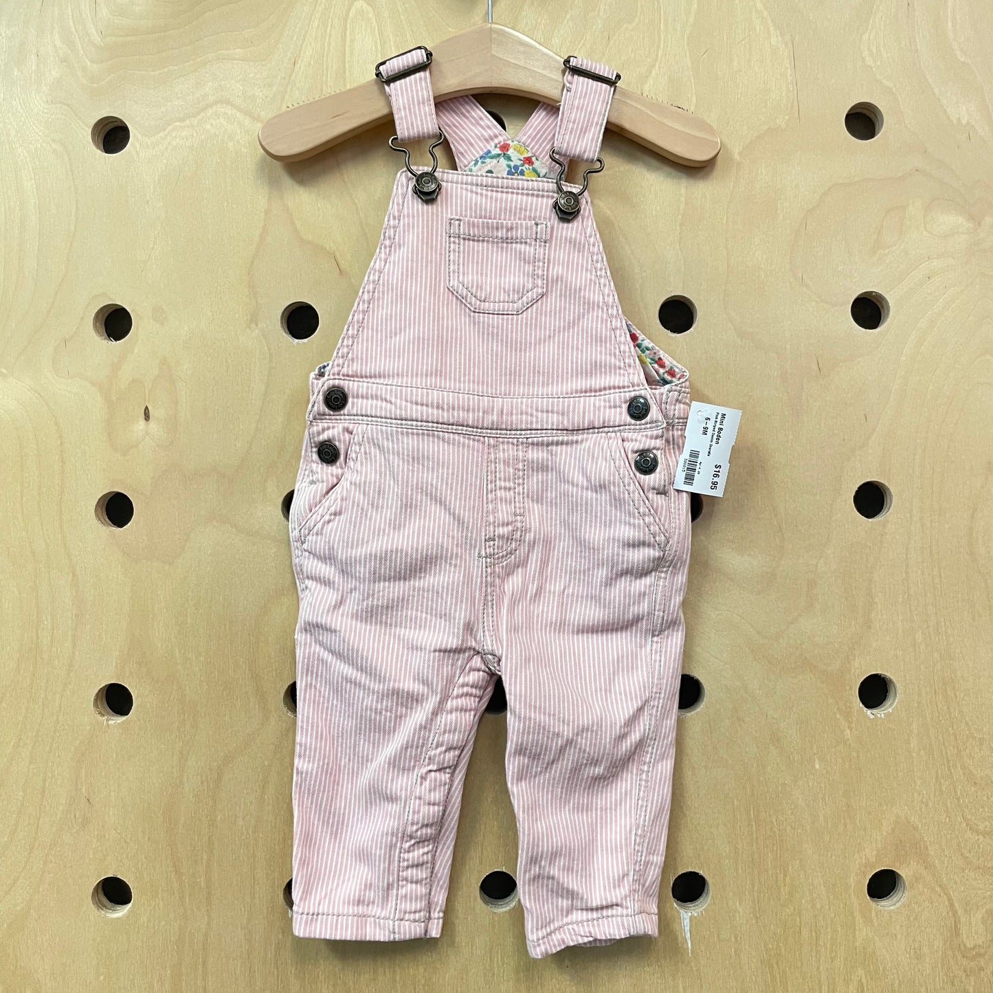 Pink Striped Denim Overalls