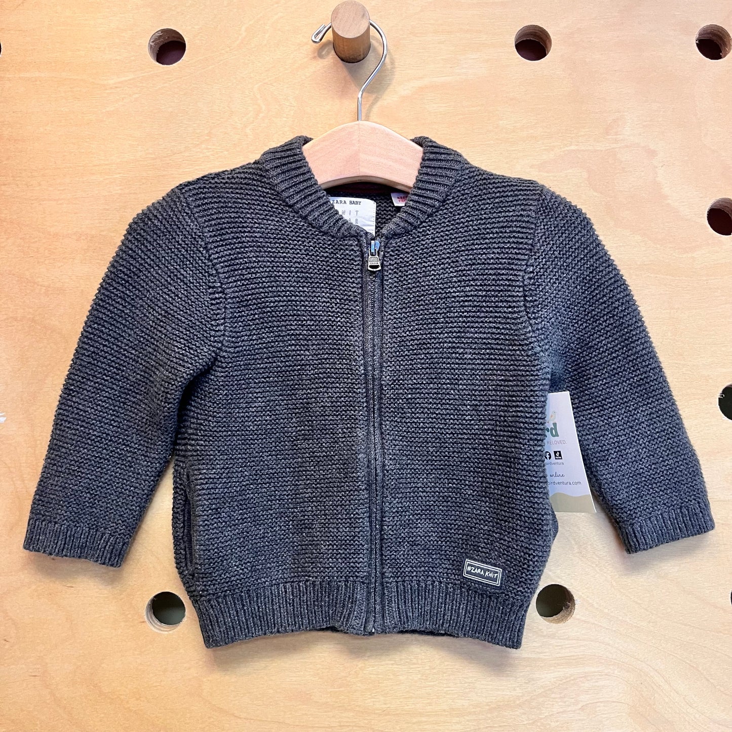 Grey Knit Zip Cardigan