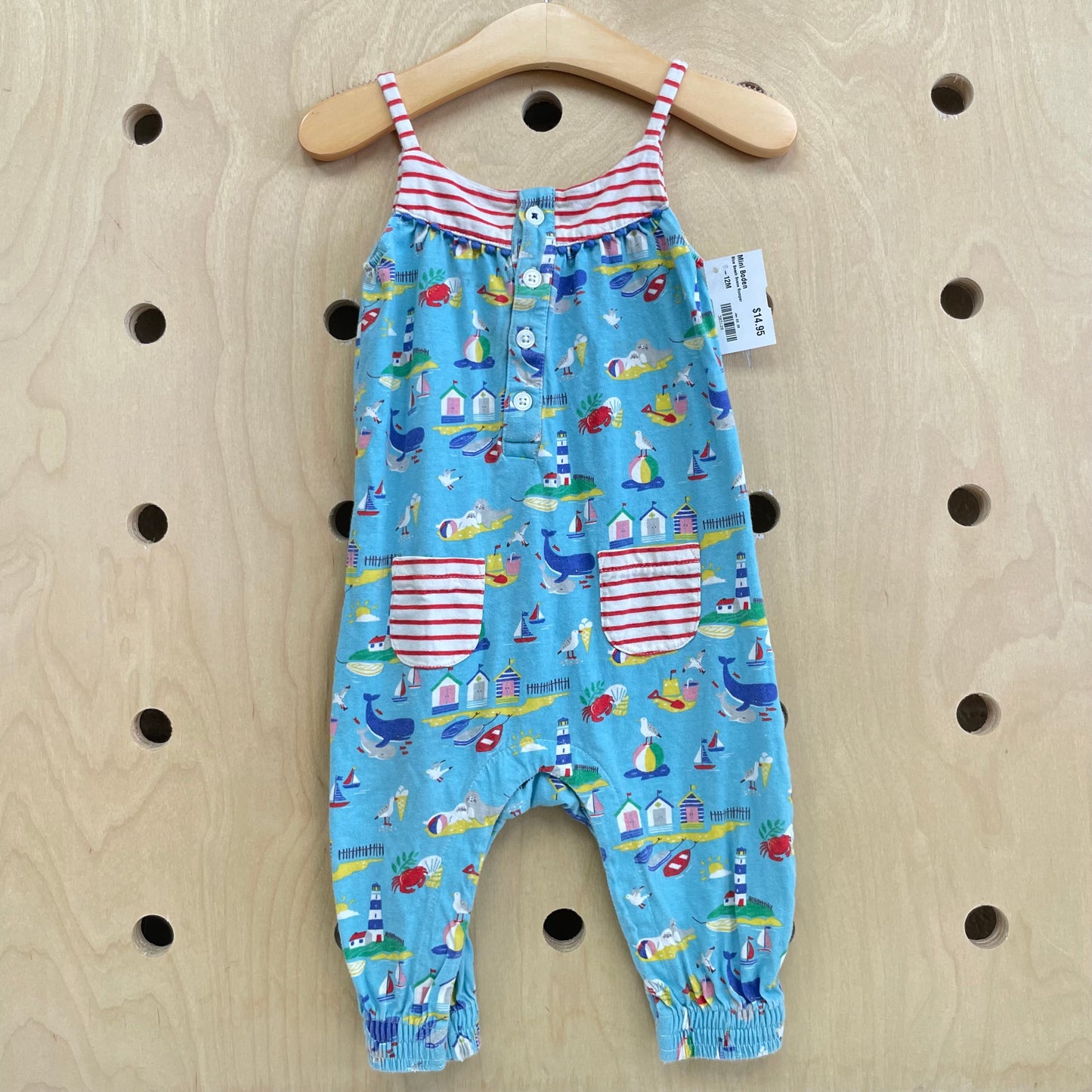 Blue Beach Scene Romper
