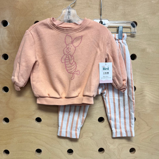 Peach Striped Piglet Outfit