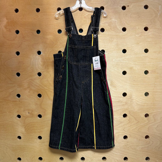 Dark Wash Striped Wide Leg Overalls