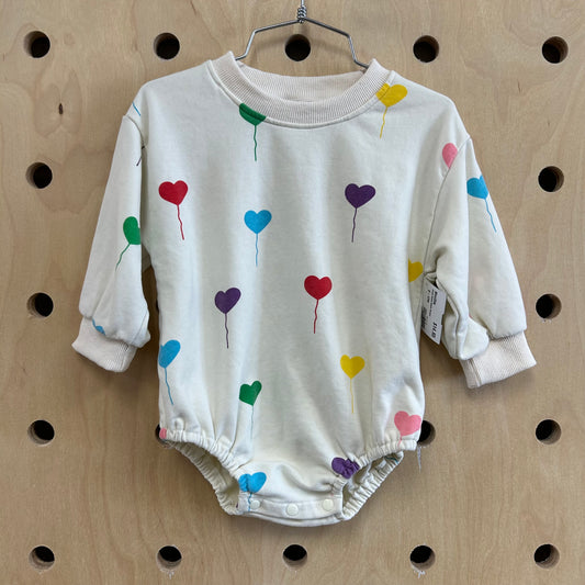 Cream Hearts Bubble Romper