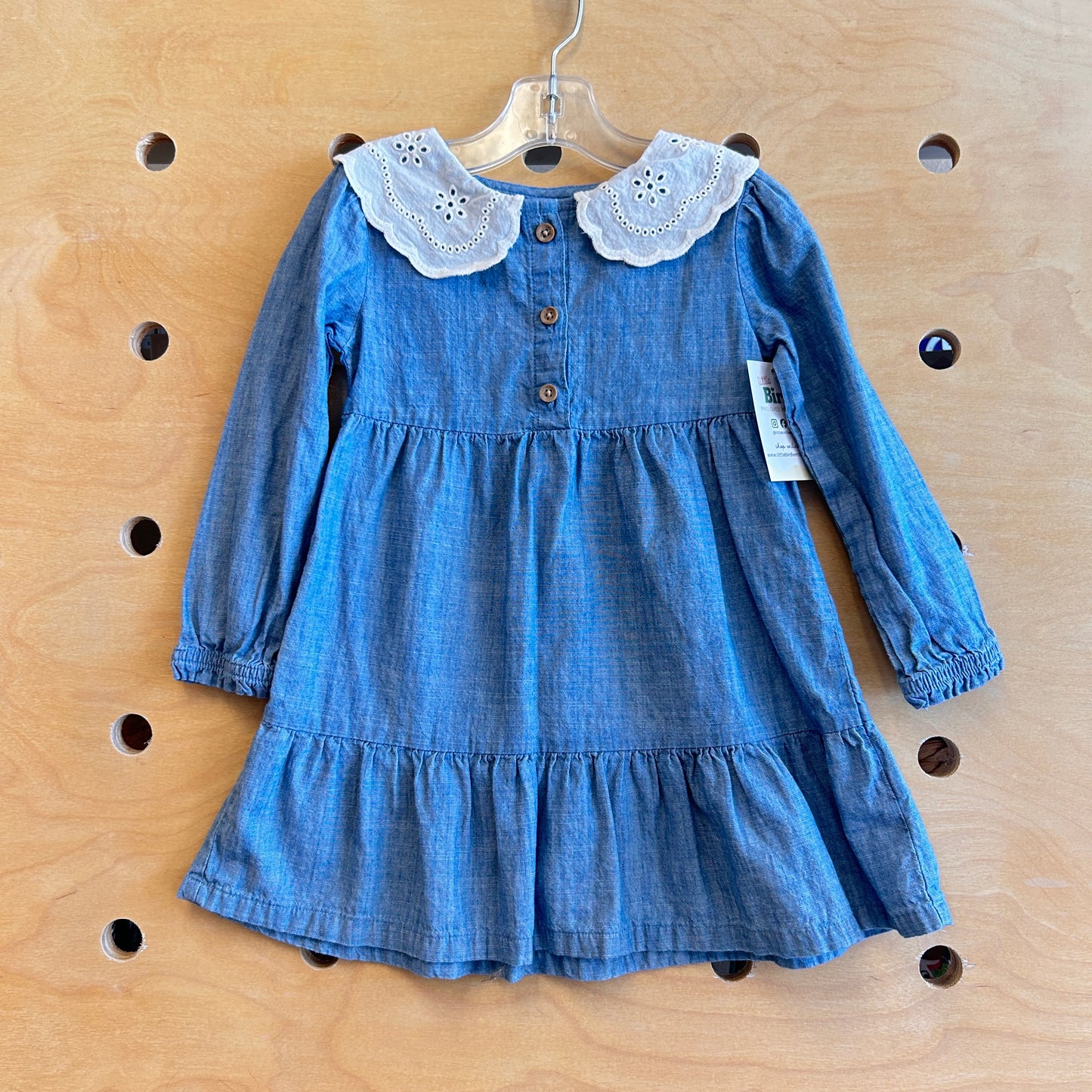 Chambray Cream Eyelet Collar Organic Dress