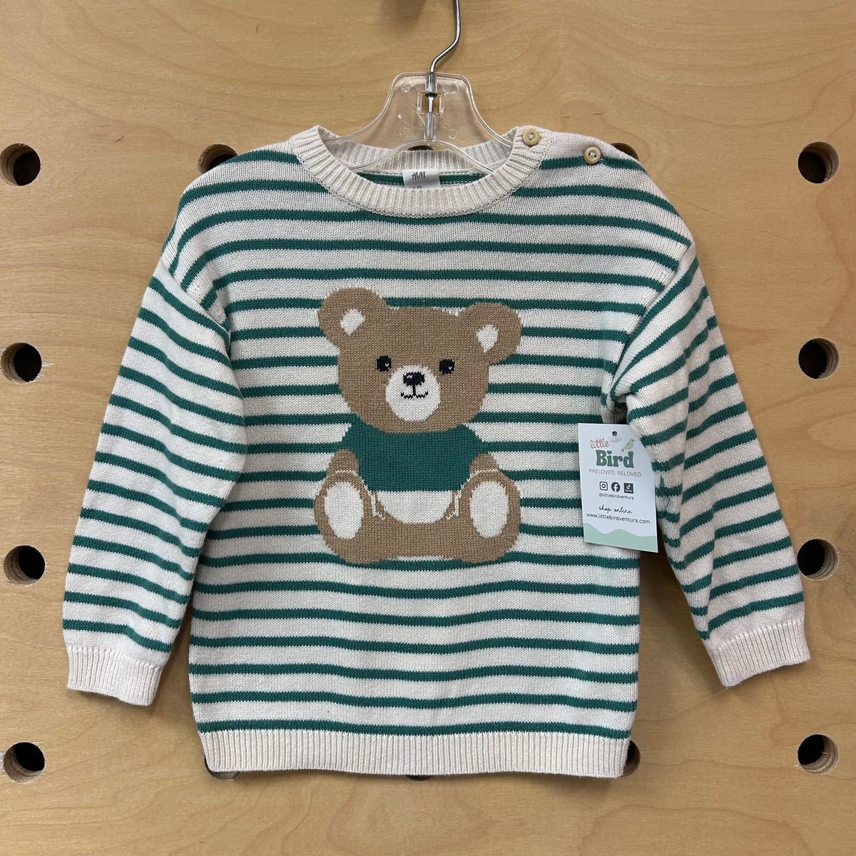 Green Striped Teddy Sweater
