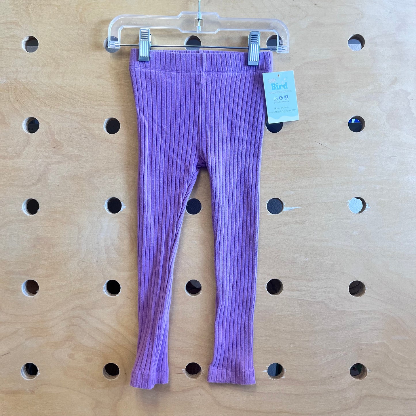 Purple Ribbed Organic Leggings