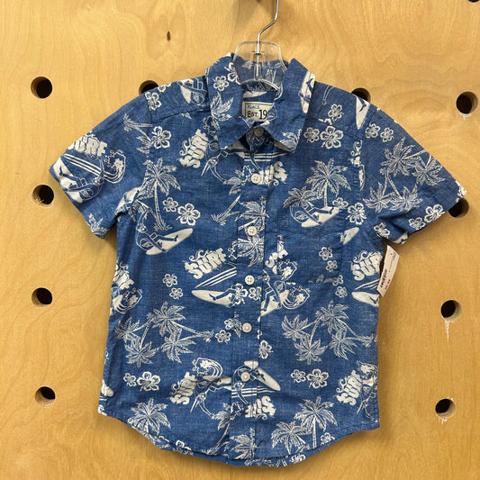 Blue Surf Aloha Button Up