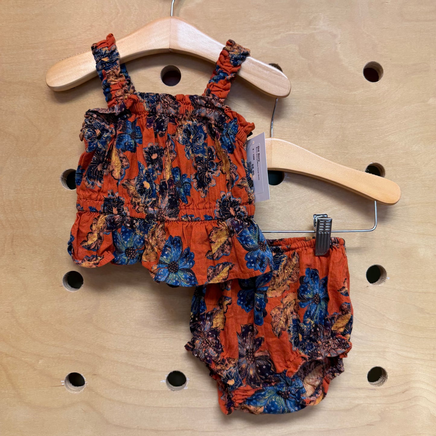 Burnt Orange/Blue Floral Outfit
