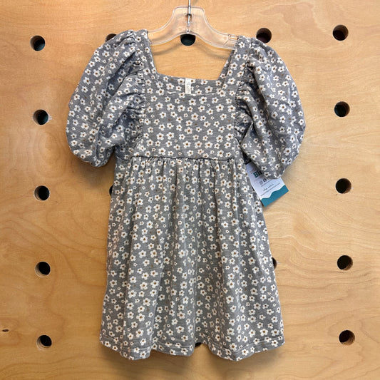 Grey Floral 100% Cotton Dress