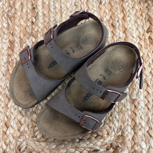 Mocha Roma Buckle Cork Sandals