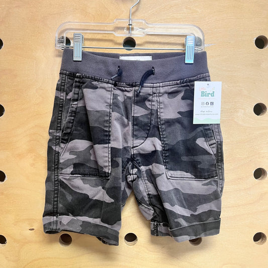 Grey Camo Drawstring Shorts