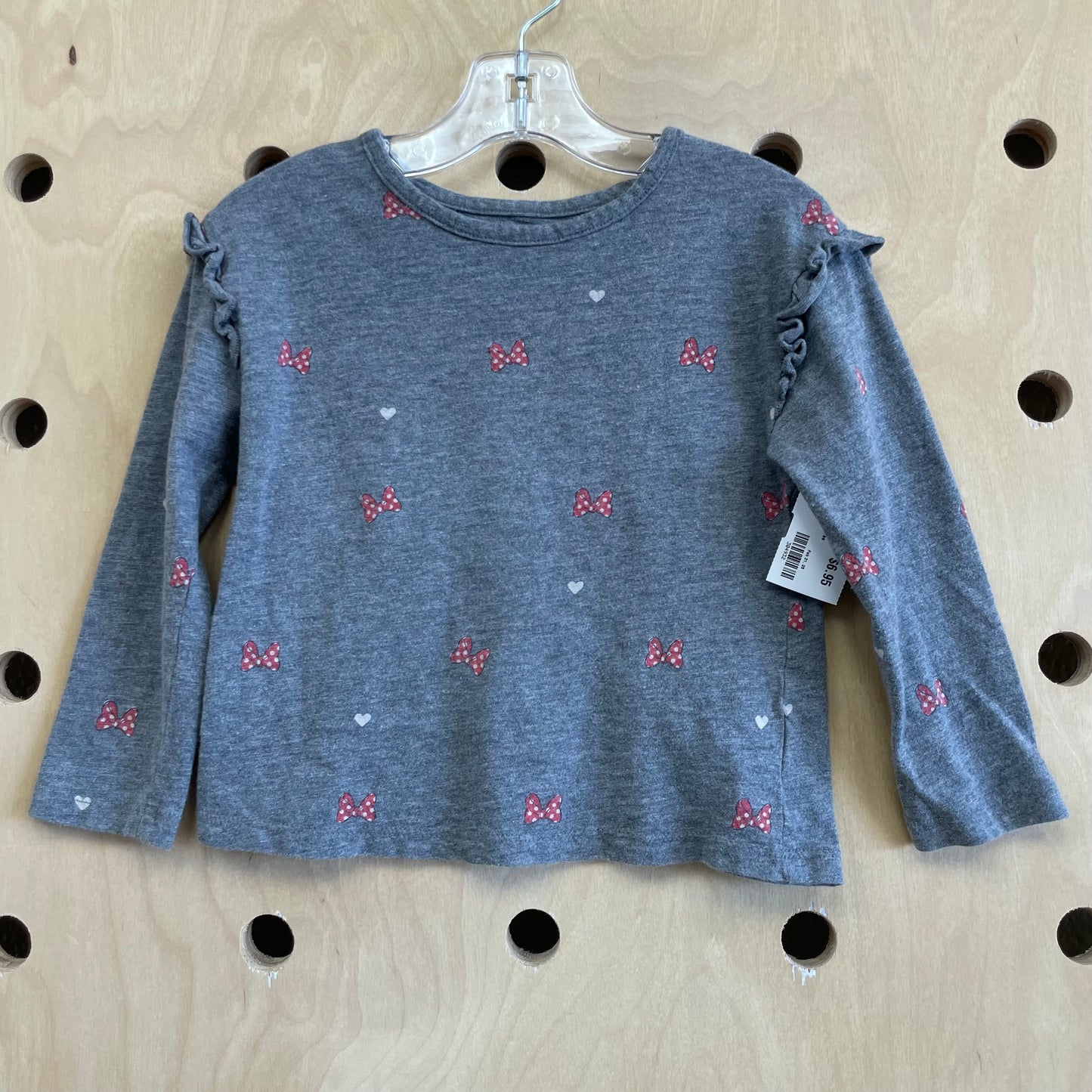 Grey Minnie Bows LS Tee