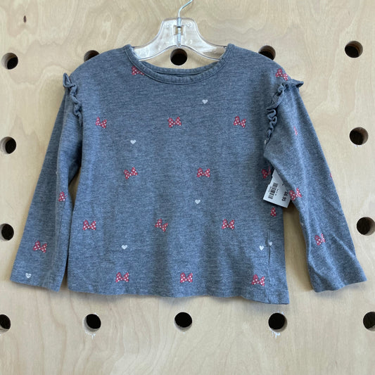 Grey Minnie Bows LS Tee
