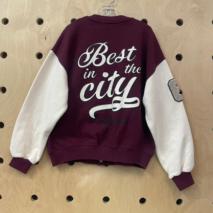 Maroon + Cream NY Varsity Jacket