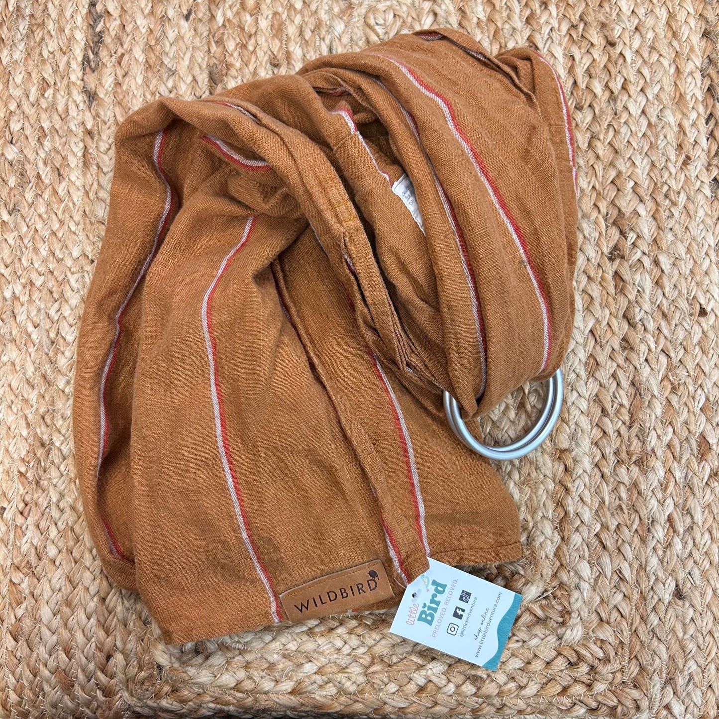 Brown Striped Linen Ring Sling