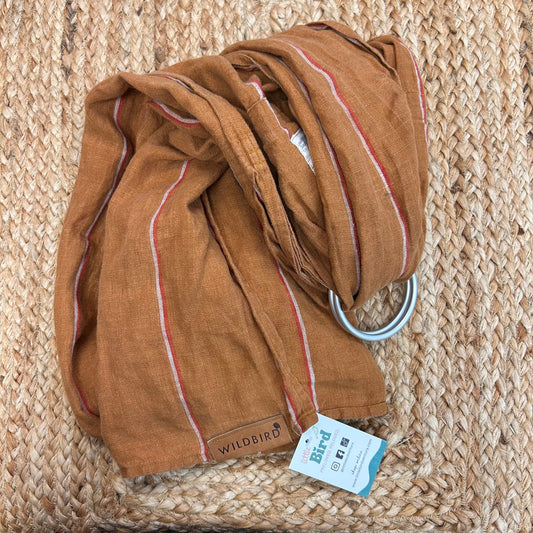 Brown Striped Linen Ring Sling