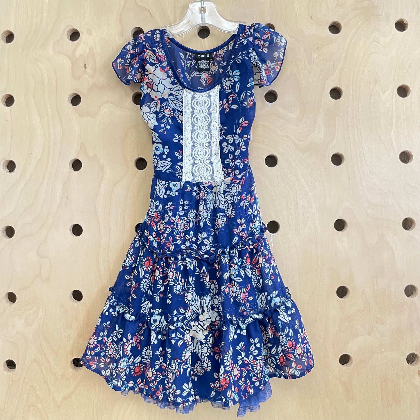 Blue Chiffon Floral Dress