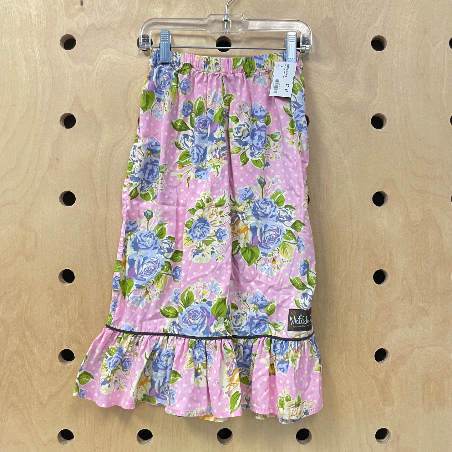 Pink Floral Ruffle Pants