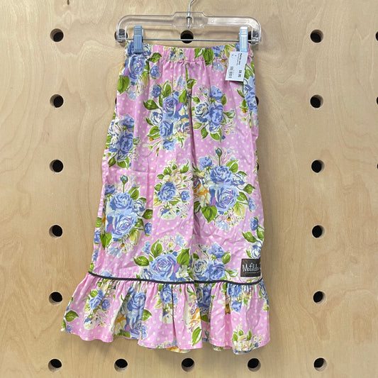 Pink Floral Ruffle Pants