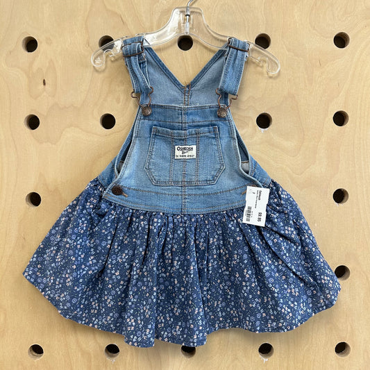 Denim+Blue Floral Skirtall