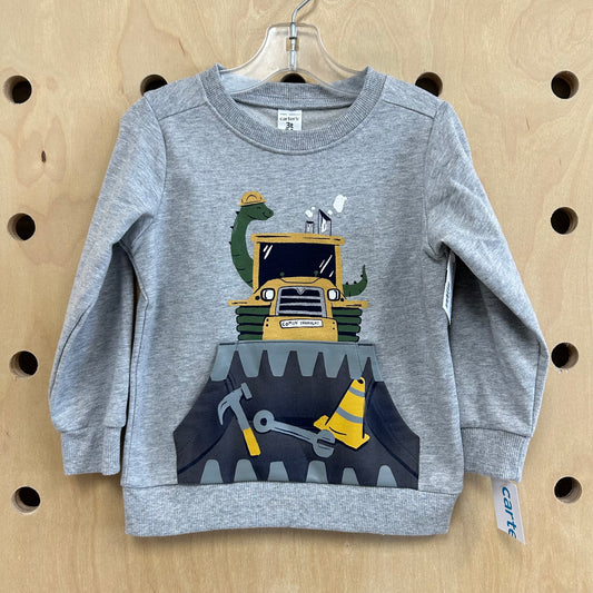 Grey Dino Tractor Sweatshirt NEW!