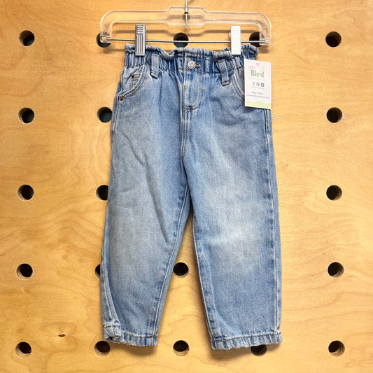 Paper Bag Waist Denim Pants