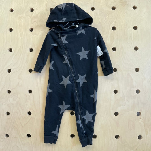 Black + Grey Stars Hoodie Romper