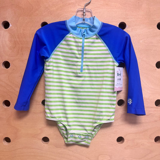 Green Striped/Blue Swimsuit