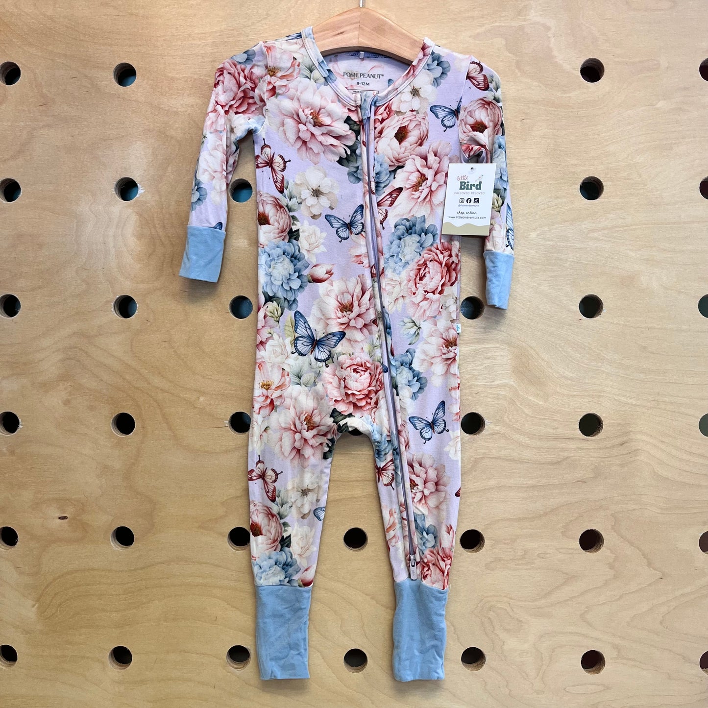 Blush/Blue Butterflies & Flowers Zippy