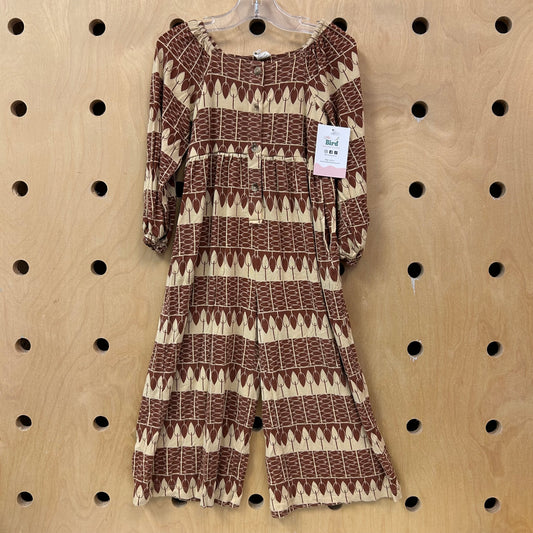 Brown & Tan Bamboo Romper