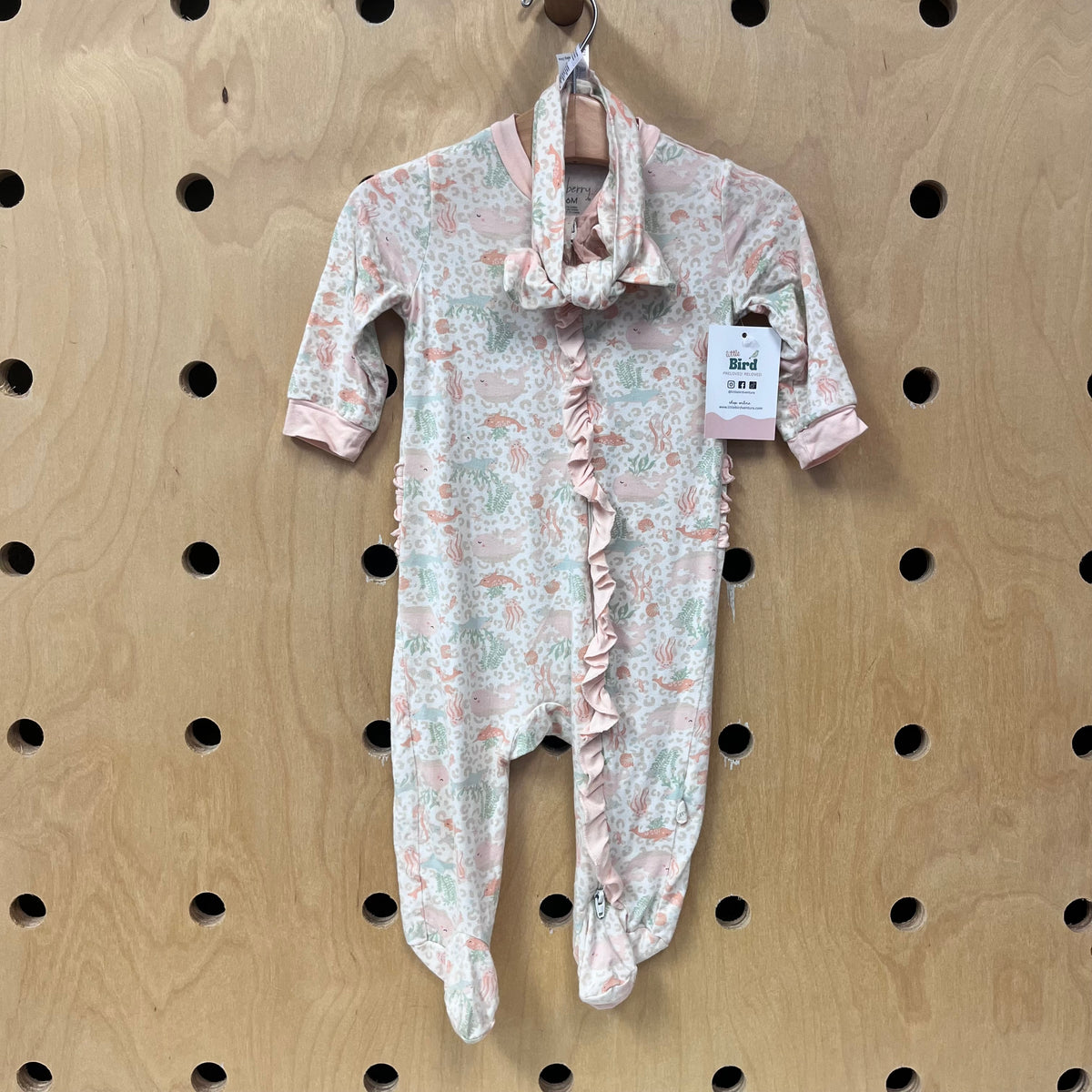 Pastel Sea Life Bamboo Footies + Hat