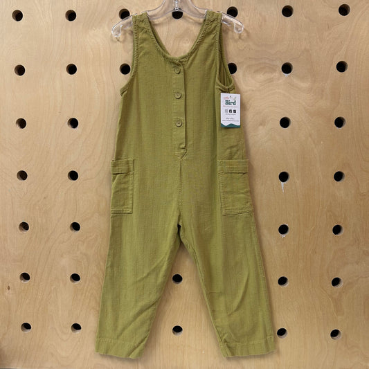 Green Linen Blend Textured Jumpsuit
